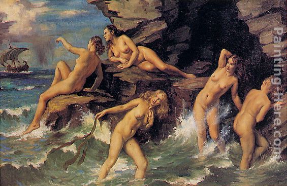 Las Sirenas painting - George Owen Wynne Apperley Las Sirenas art painting